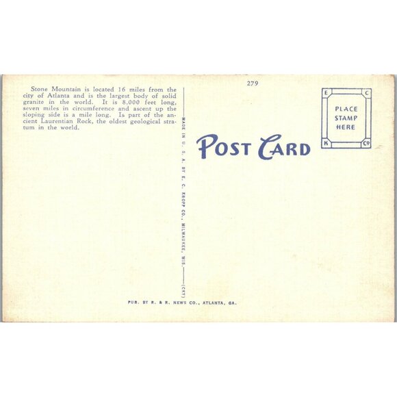 Postcard,Stone Mountain, Ga. before carving, before 1923 (PC80) - Picture 2 of 2